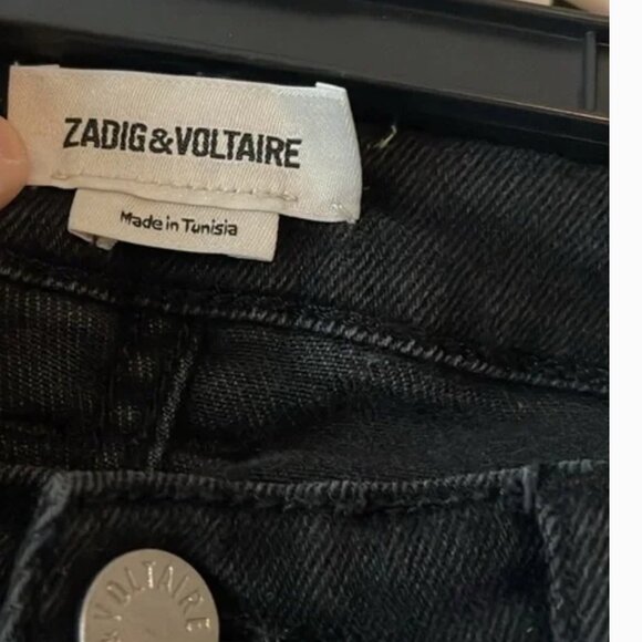 Zadig and Voltaire cropped elios spikes button fly black jeans (sz FR 25) - Picture 12 of 12